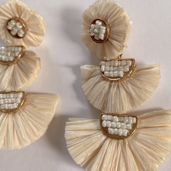 Statement Earrings Beaded Raffia Palm Bohemian Drop Dangle Earrings for women - Picture 5 of 7